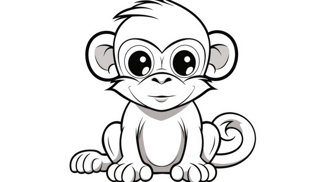 Simple coloring pages for children, monkeys