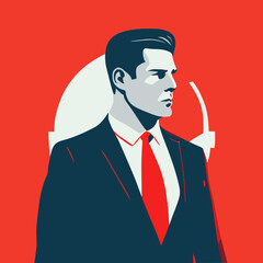 Businessman with red tie. Generative AI.