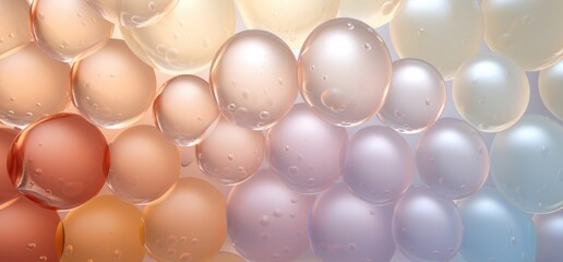 3D SHINY FISH EGGS PATTERN. Emotional texture, Evocative wallpaper, background. Three-dimensional multitude of vertebrate eggs in a unique image with diversity of colors. Light reflection. 