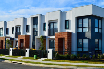 Modern residential housing in the suburbs on a sunny afternoon