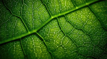 Papier Peint photo Photographie macro macro of green leaves It's a beautiful surface pattern. There are stripes on the surface of the leaves that are beautiful and are Pattern created by AI
