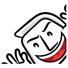 Funny face cartoon man gesture