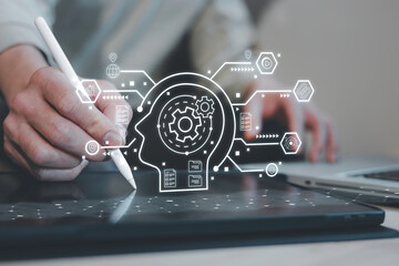 DevOps concept, software development, IT operations, agile programming, Concept with dev ops icon...