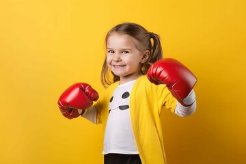 Girl boxing gloves. Generate Ai - obrazy, fototapety, plakaty