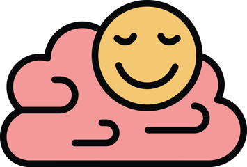 Healthy emoji icon outline vector. Mind training. Emotion creative color flat