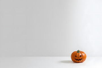 Halloween pumpkin on an off white background