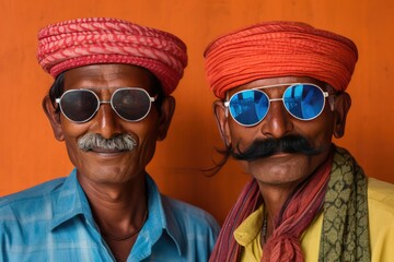 Two Indian men with stylish eyewear and big mustaches. A fictional character Created By Generated AI.