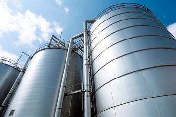 Steel tanks factory pipes. Generate ai