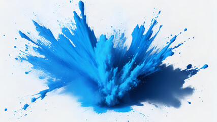Blue powder explosion on white background| Coloured cloud| Colourful dust explodes| Holi paints| Abstract Powder Splatter - obrazy, fototapety, plakaty