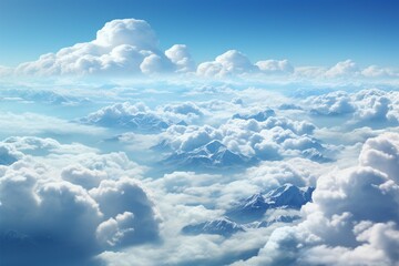 Fototapeta premium Cloud stream forms backdrop for high altitude vista Natures beauty showcased from above Generative AI