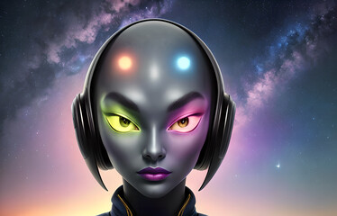 Female humanoid alien of another race, Generative AI