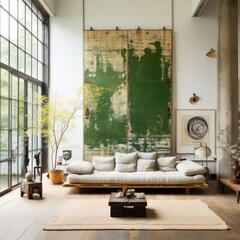 modern living room interior Japanese style . 
