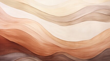 Obraz premium Brown beige&nbsp;soft color gradient watercolor wave abstract background. Wavy elegant modern template design. AI Illustration for cosmetics nature concept, backdrop, textile, banner.