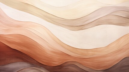 Brown beige soft color gradient watercolor wave abstract background. Wavy elegant modern template design. AI Illustration for cosmetics nature concept, backdrop, textile, banner.