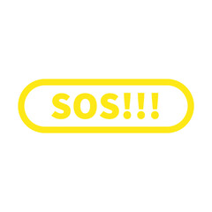 Sos Emergency Sign In Yellow Rectangle Rounded Line Shape For Help Service
