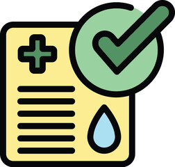 Fototapeta premium Approved passport icon outline vector. Covid vaccine. Pass travel color flat