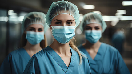 Fototapeta na wymiar Team surgeon at work in operating room. Group of surgeons at work in operating room.
