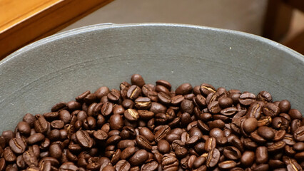 Fresh coffee bean background, roast grain