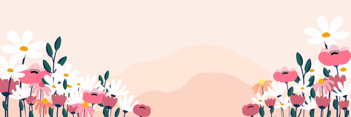 Flower's background for banner, poster, element design , camomile, peony 