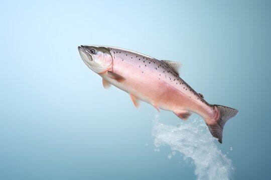 rainbow trout isolated on pastel background