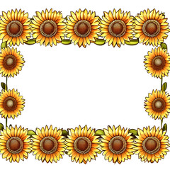 Rectangle sunflower border with ornamental elemants