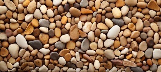 Abstract texture of polished pebbles stones background, top view (Generative Ai)