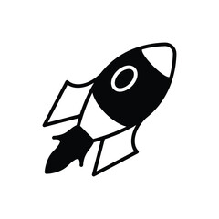 rocket flying icon vector stock illustration.