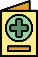 Medical pass icon outline vector. Passport health. Vaccine covid color flat