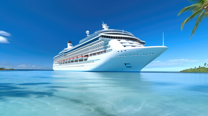 Large cruise ship at sea, Passenger cruise ship vessel. - obrazy, fototapety, plakaty