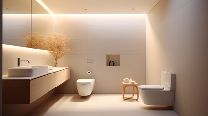 Minimalist toilet interior at small apartment.