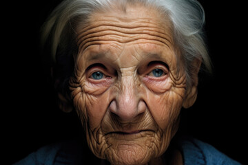 An old woman with deep wrinkles