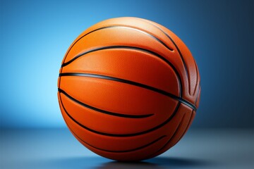 Fototapeta premium Isolated basketball on blue backdrop, offering room for personalized content Generative AI