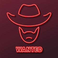cowboy neon sign, modern glowing banner design, colorful modern design trends on black background. Vector illustration.