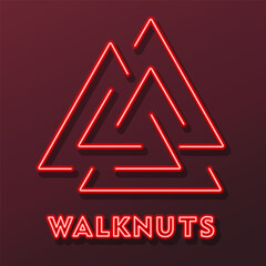 walknuts neon sign, modern glowing banner design, colorful modern design trends on black background. Vector illustration.