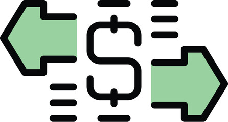 Obraz premium Convert money icon outline vector. Revenue. Profit finance color flat