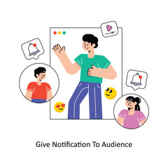 Give Notification To Audience Flat Style Design Vector illustration. Stock illustration