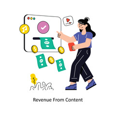 Revenue From Content Flat Style Design Vector illustration. Stock illustration