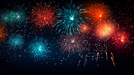 Sparkling firework display lighting up the night sky, Diwali, background Generative AI