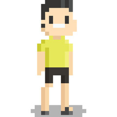 Pixel art yellow shirt man characer