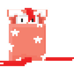 Pixel art rabbit opening gift box