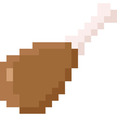 Pixel art roasted chicken drum stick icon