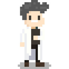 Pixel art scientist character 
