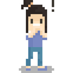 Pixel art shocking woman character 3