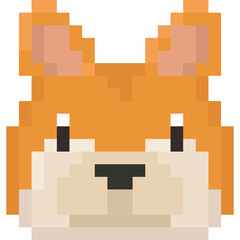 Pixel art shiba dog head icon