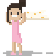 Obraz premium Pixel art woman character with hankle