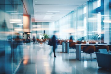 Blurred modern office interior with people. Open space