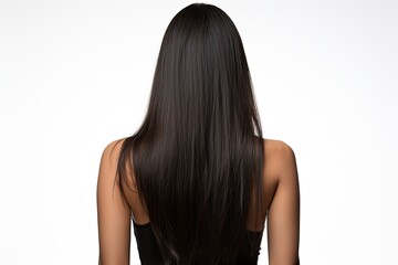 Naklejka premium Back view of a woman with long straight hair