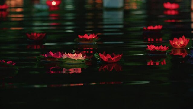 night festival of glowing floating lanterns