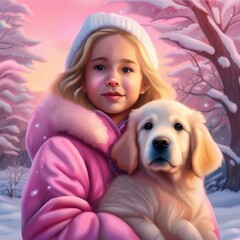 little child with dog