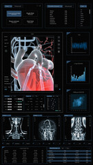 3D Render Vertical Screen: Mobile Health Monitoring Medical Software Interface for Clinics....